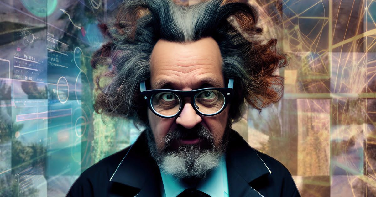 A mad scientist brainstorming about social media