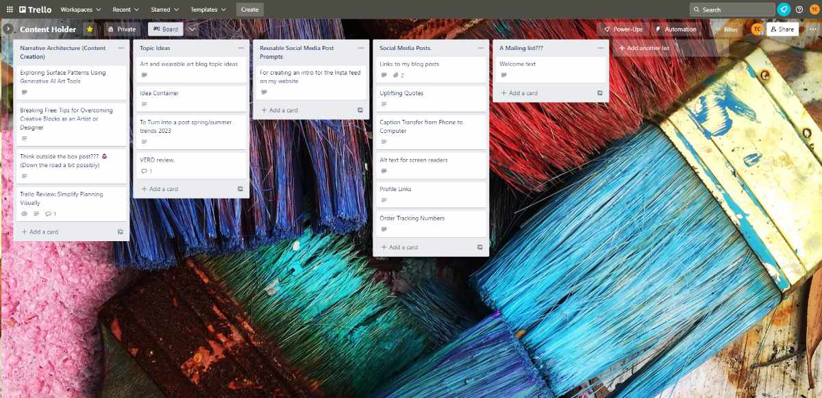 A example of a Trello board.