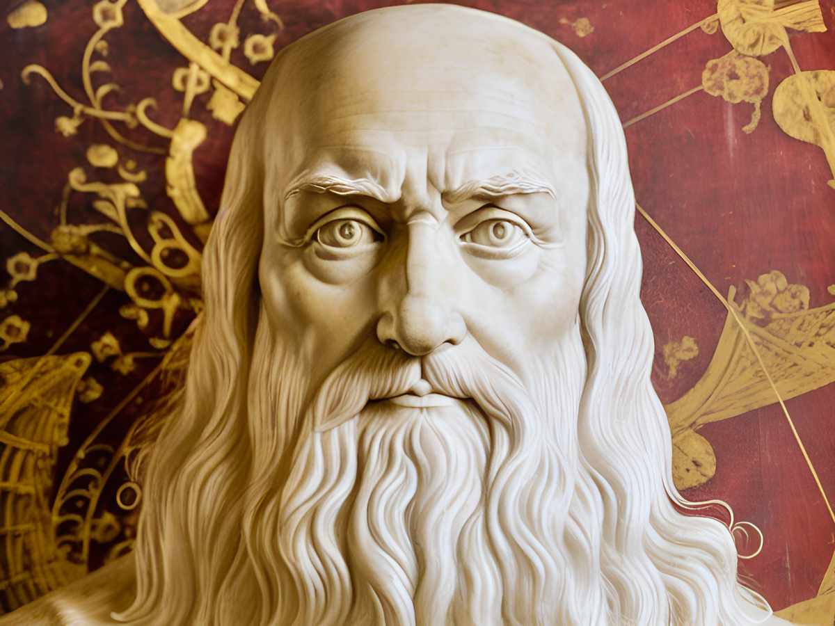 An AI generated bust portrait of Leonardo da Vinci based on the International Prize Leonardo da Vinci trophy
